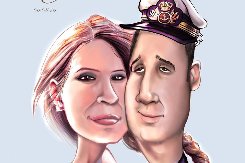 Caricatura de los novios