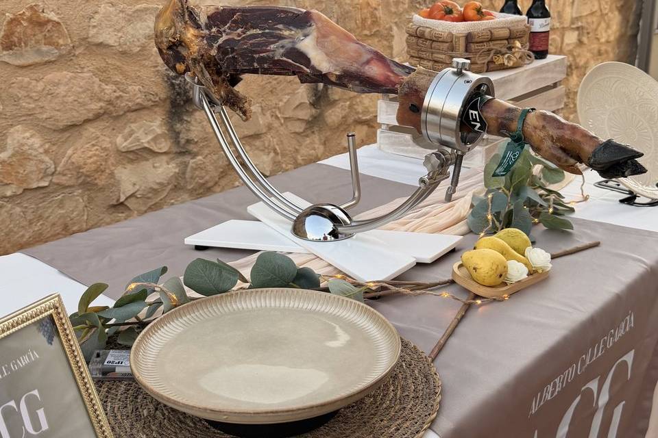 Decoración de puesto de jamón