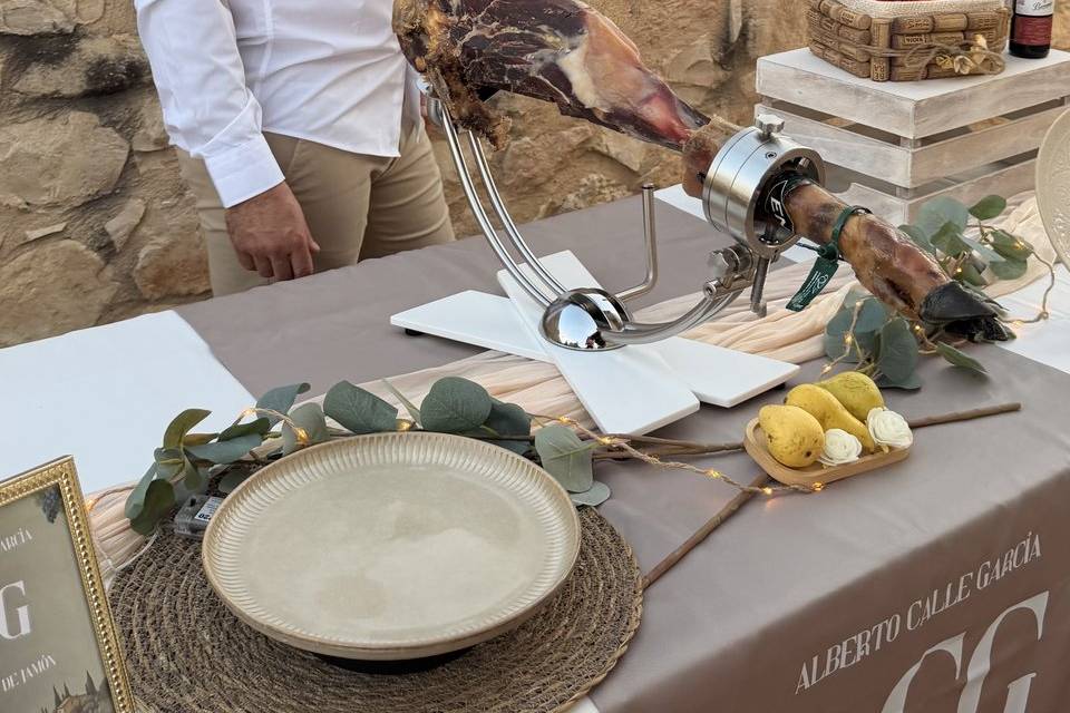 Decoración de puesto de jamón
