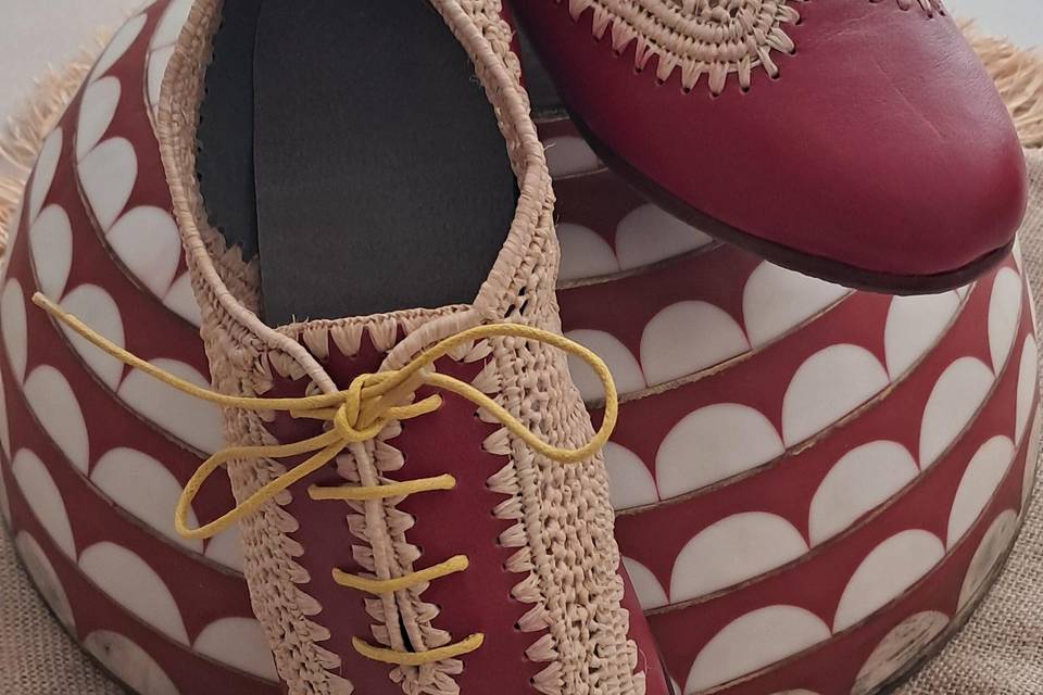 Zapatos de piel i rafia