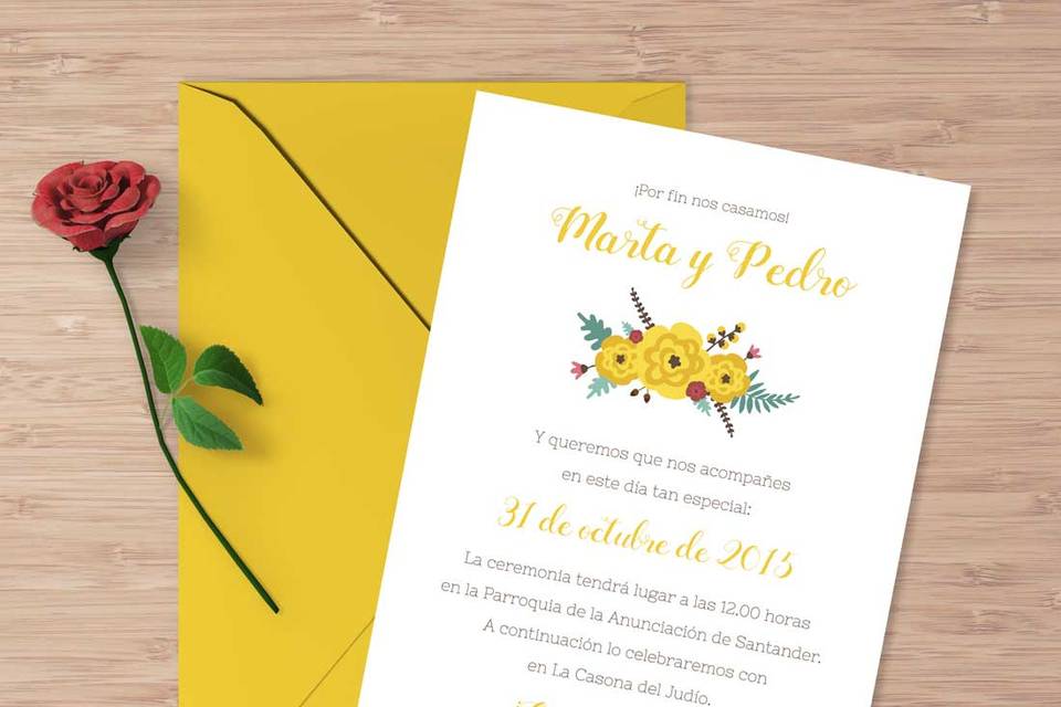 Invitación en amarillo