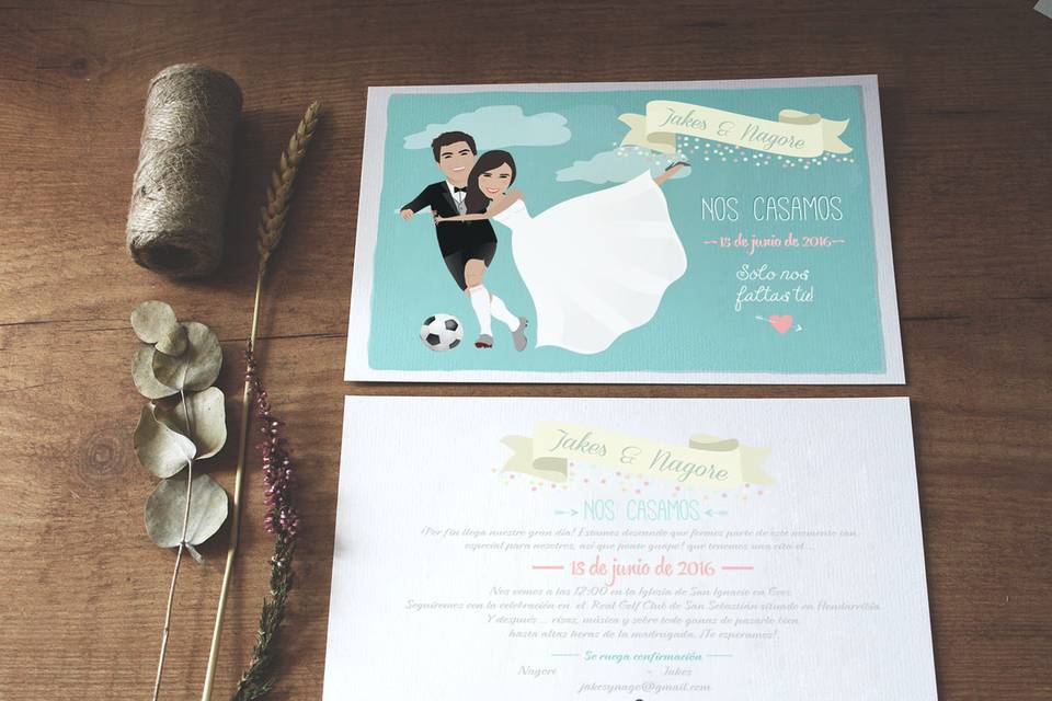 Invitación de novios futbolistas