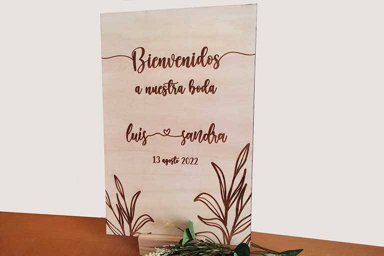 Cartel de boda grabado