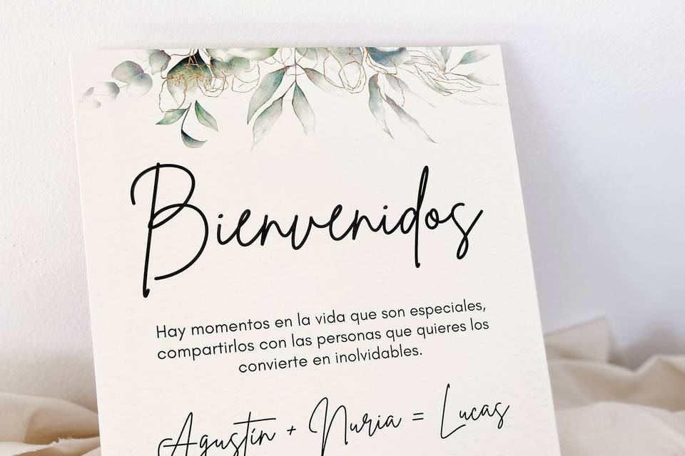 Cartel bienvenidos boda