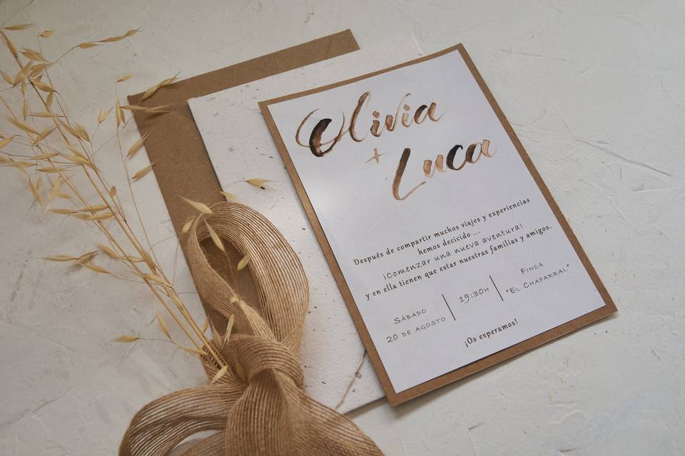 Invitación de boda con lettering