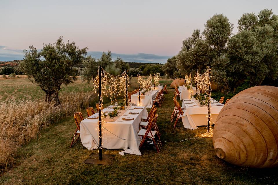 Montaje de cena en exterior