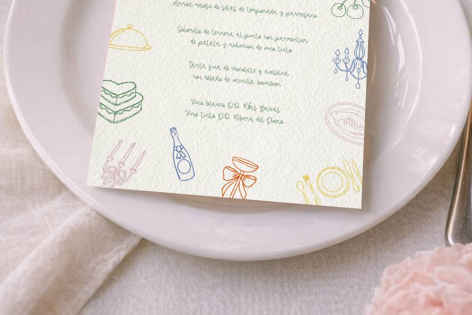 Minuta boda  personalizada
