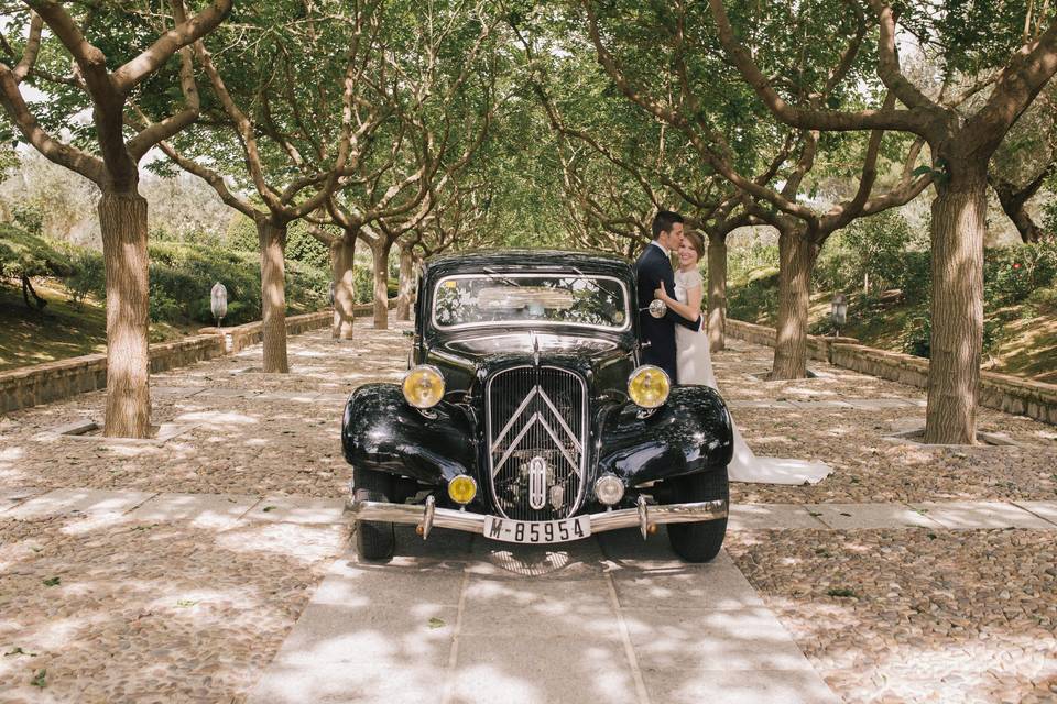 Besos junto al coche