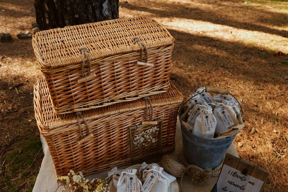 Detalles rústicos en bolsas