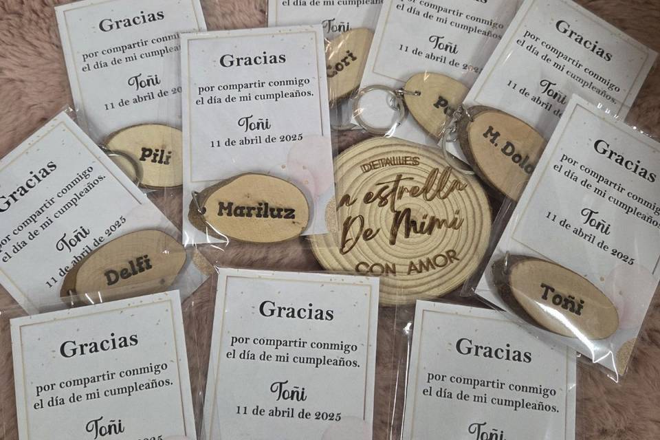 Llaveros rodaja madera