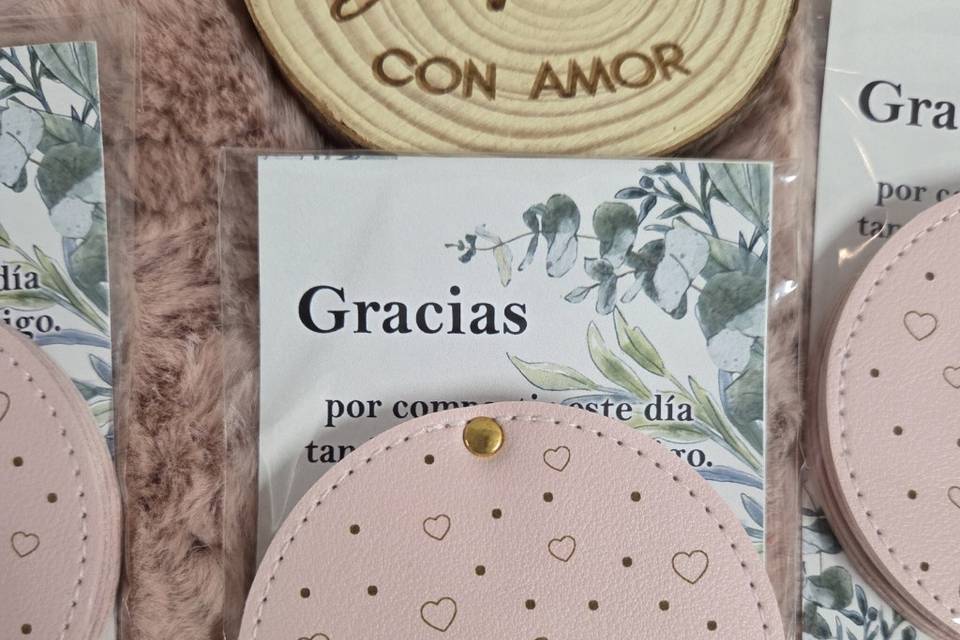 Espejo cuero con tarjeta