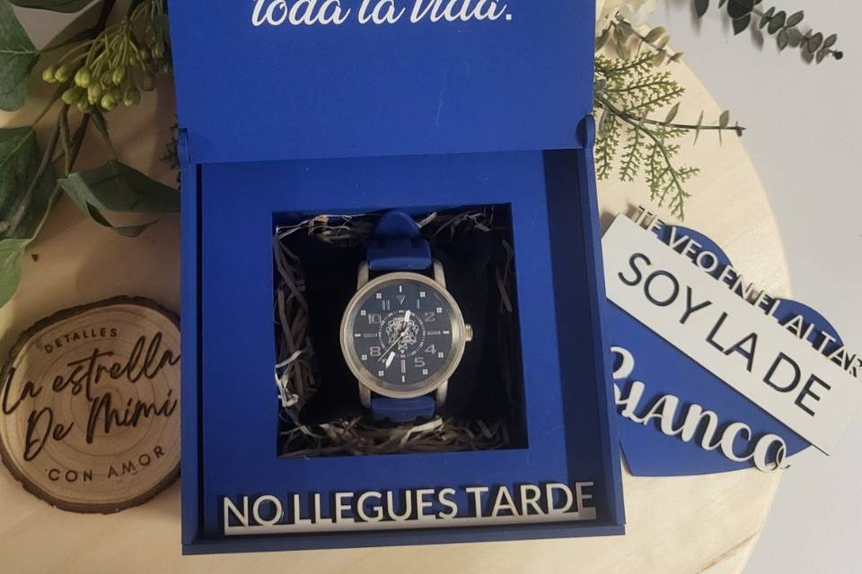 Caja reloj azul