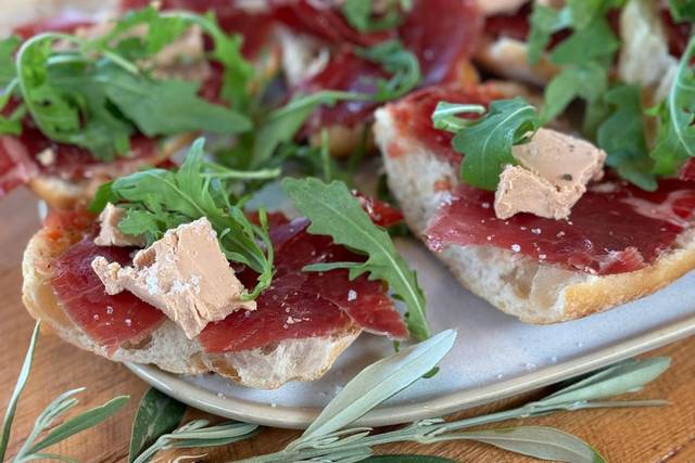 Tosta de jamón ibérico con foi