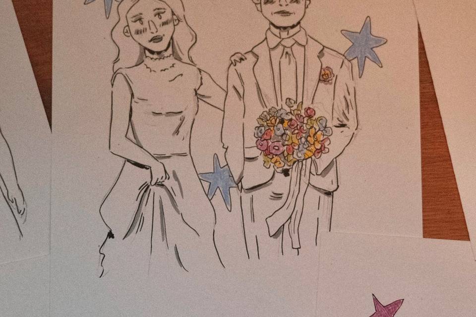 Ilustración de novios