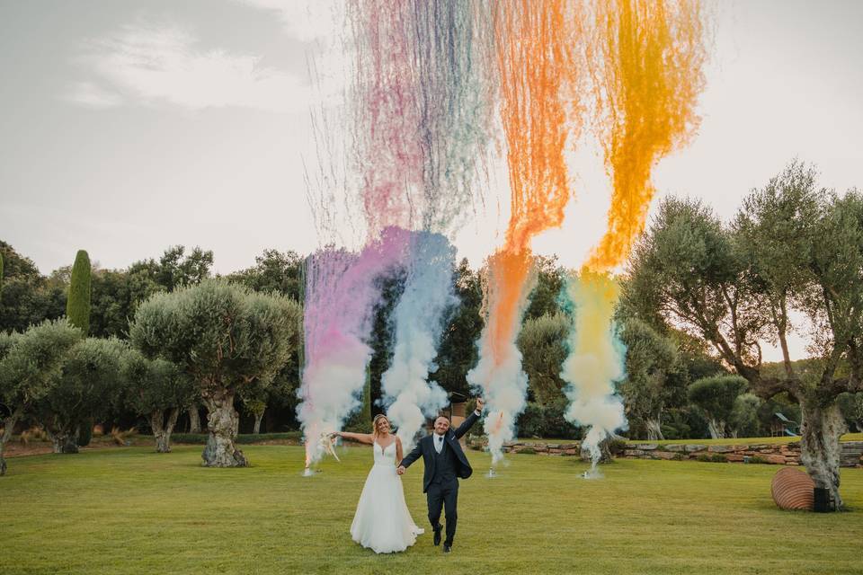 Disparo de humo de colores