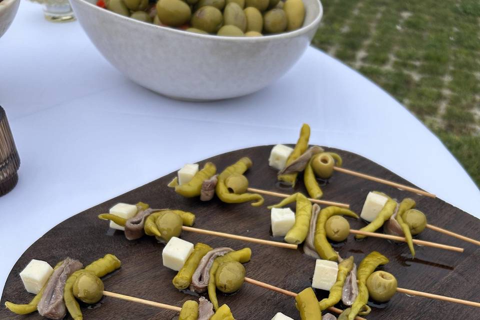 Gildas con queso y anchoa