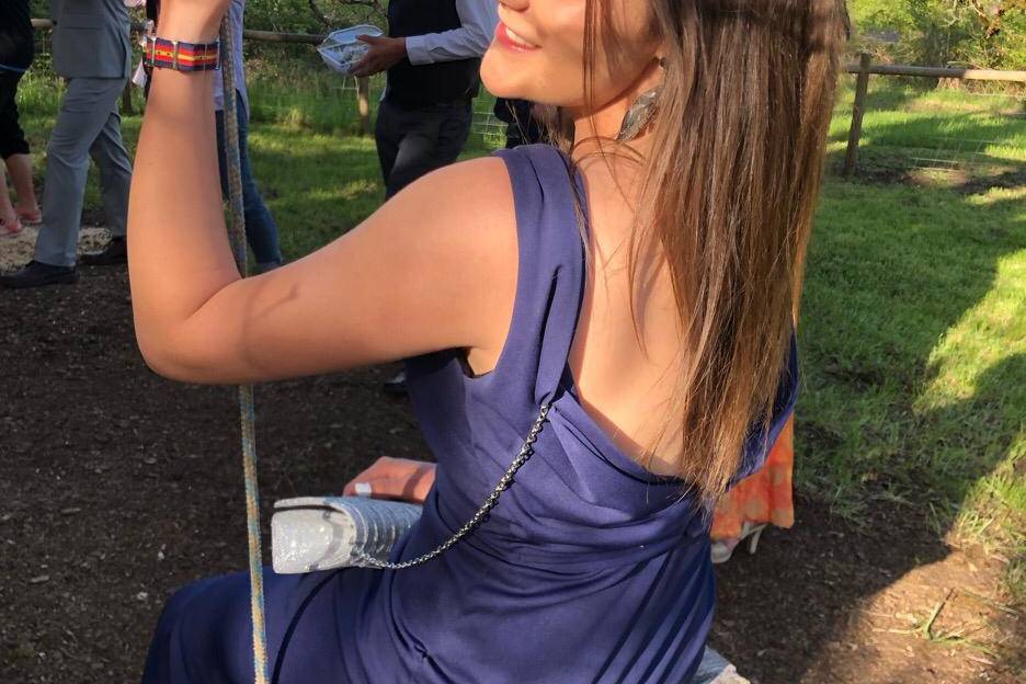 Vestido en punto de seda azul