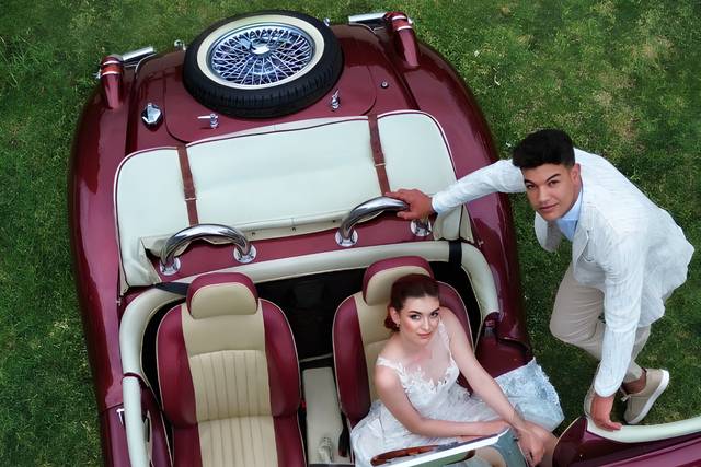 Foto dron coche antiguo
