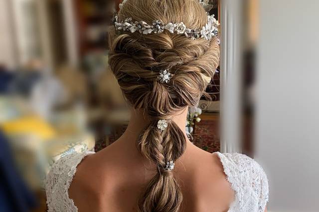 Recogido en trenza para novia