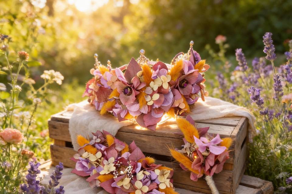 Conjunto flor preservada