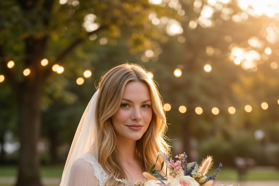 Novia con nuestro ramo