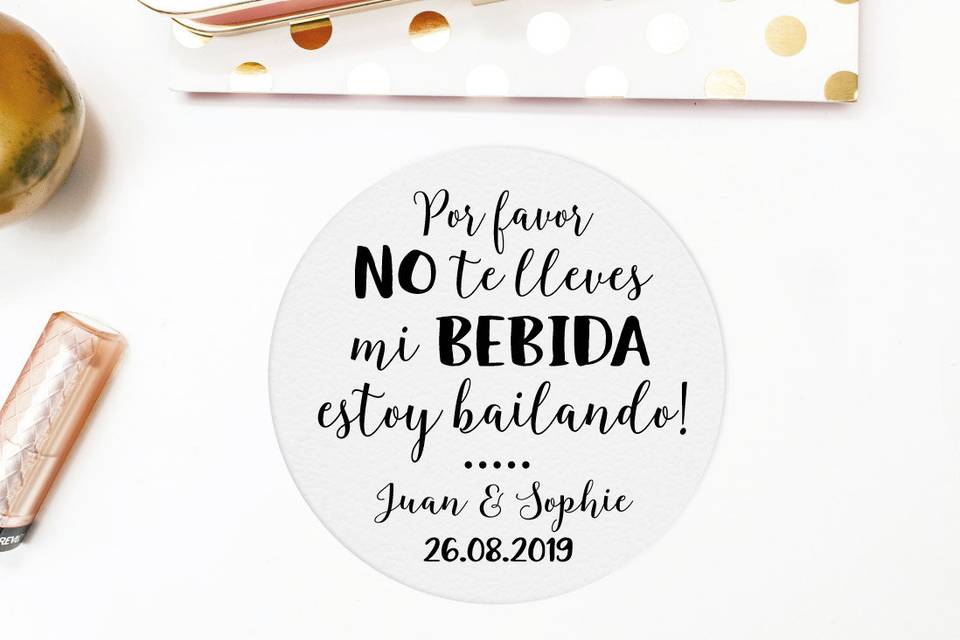 Posavasos personalizados de boda