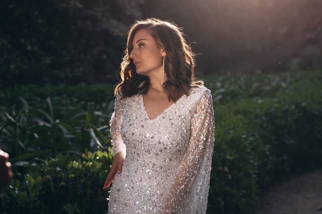 Retrato de la novia en atardec