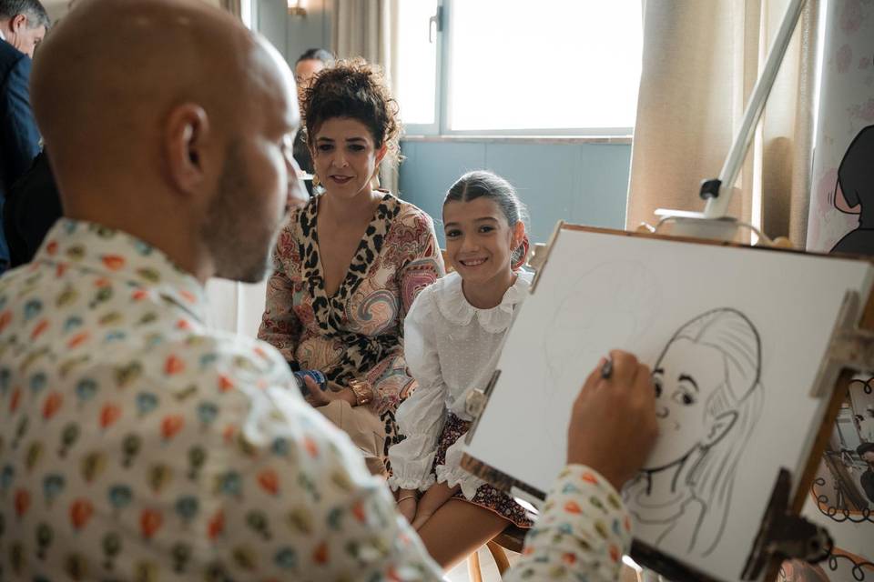 Caricaturas en boda salon