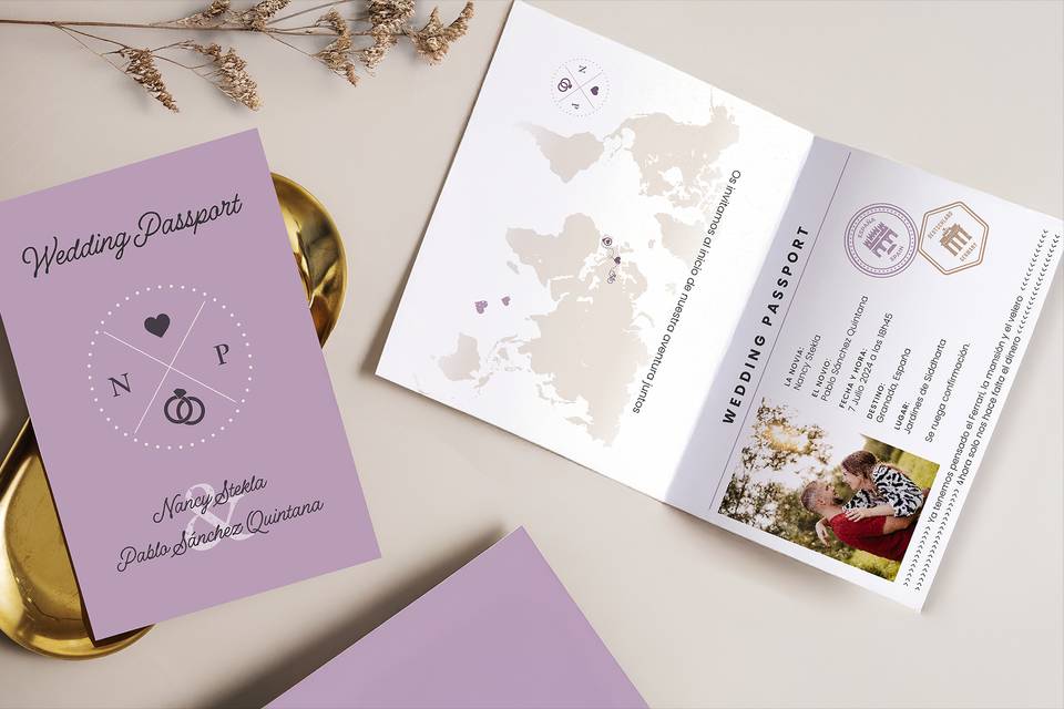 Invitación tipo pasaporte