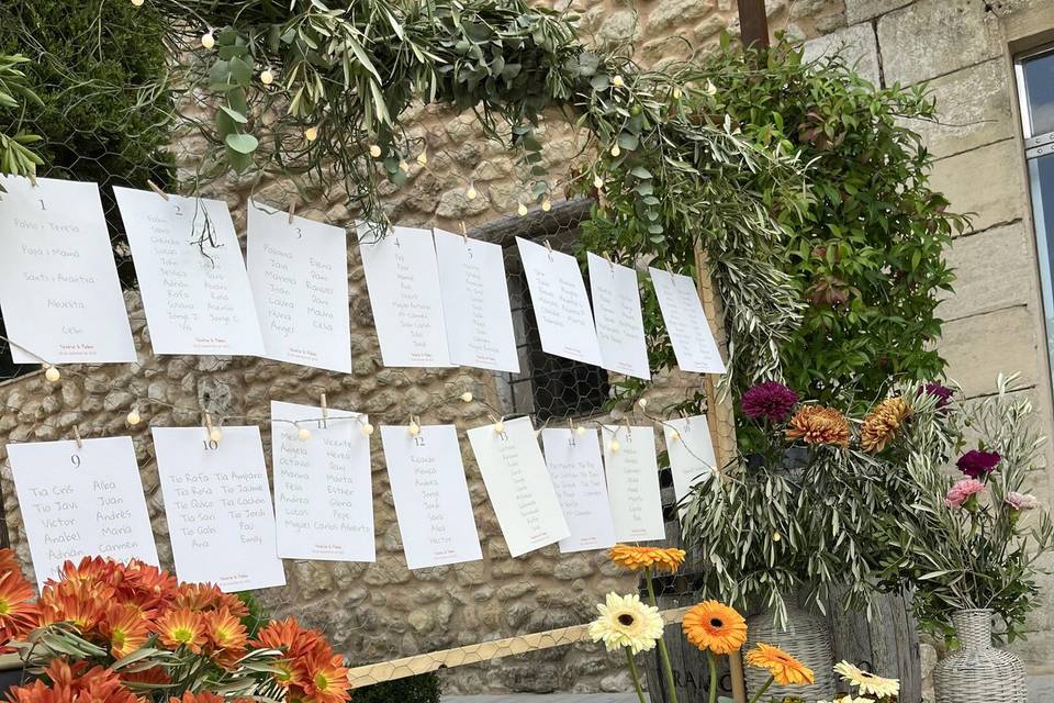 Seating de frutas flores velas