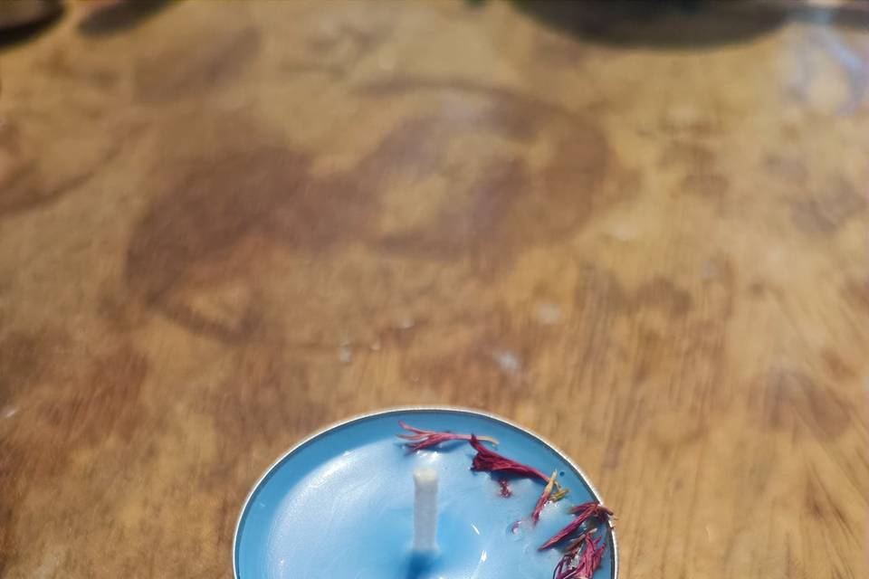 Azul con aciano rosa