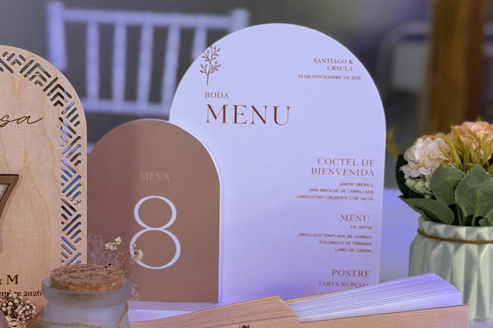 Menú y número de mesa