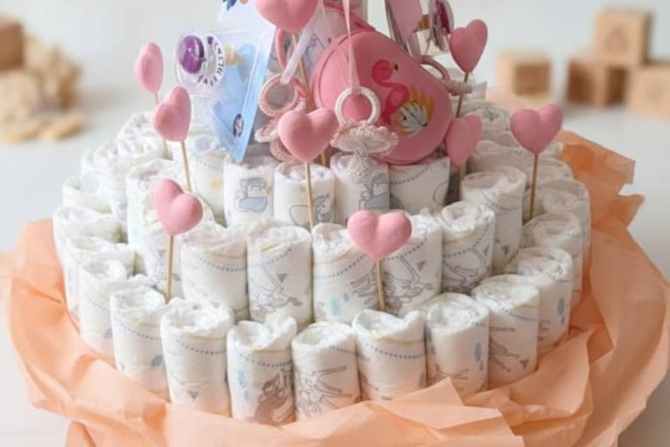 Tarta pañales para bebe
