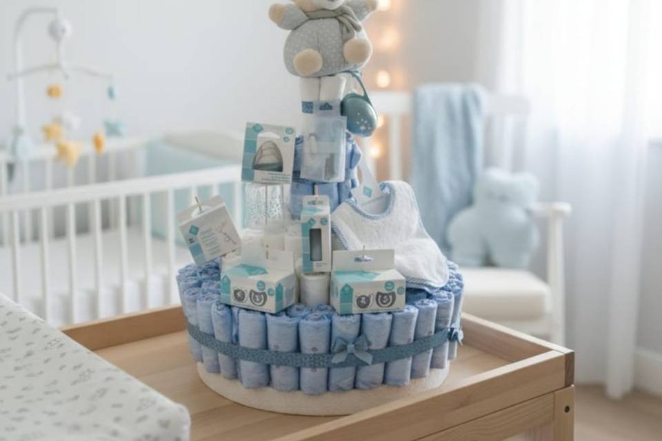 Tarta pañales para bebe