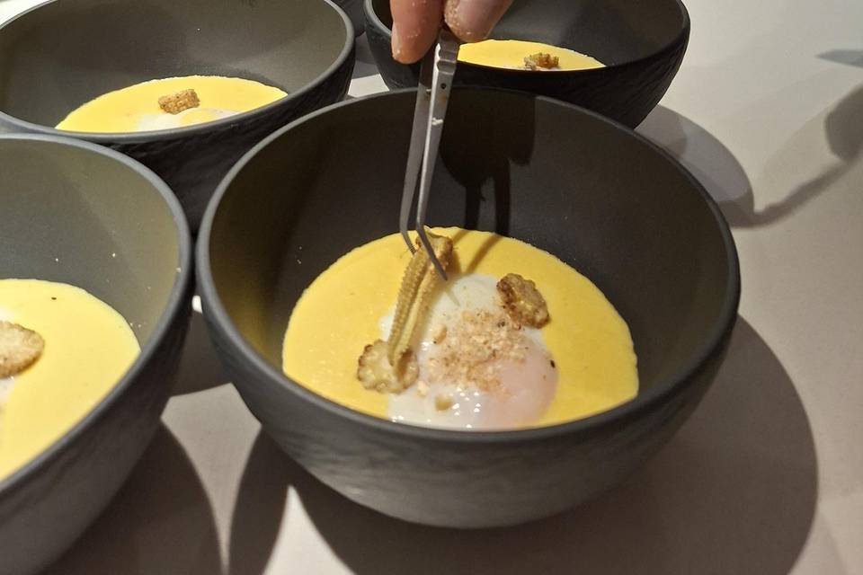 Bacalao y maiz en textura