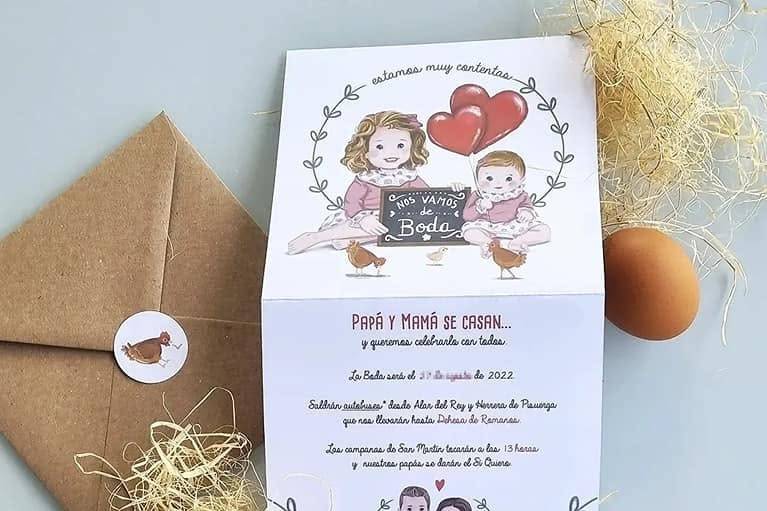Invitación de boda ilustrada