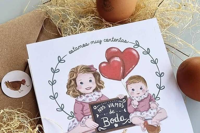 Invitación de boda ilustrada