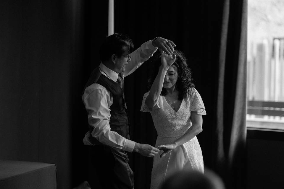 Foto de baile en b/n.