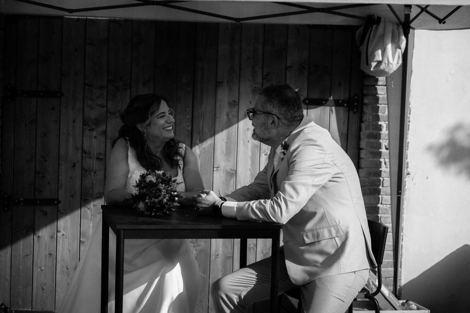 Retrato de pareja B/N.