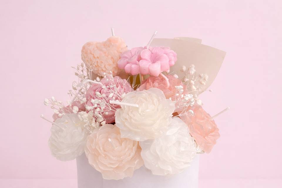 Bouquet flores velas