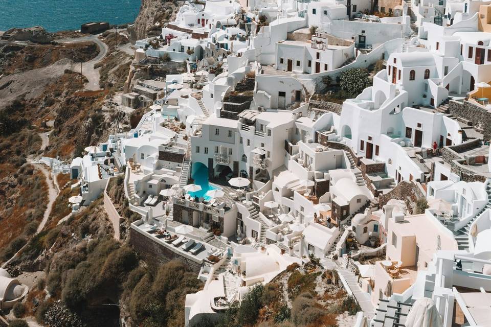 Santorini, casas blancas.