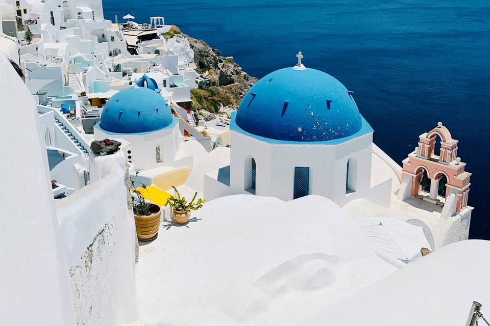 Santorini, cúpulas azules.