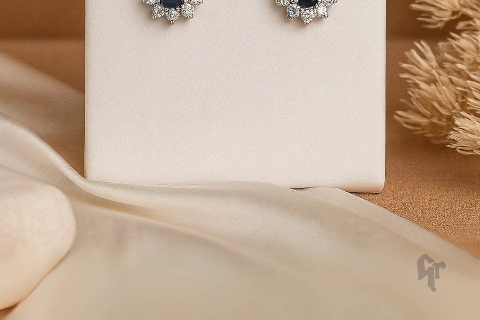 Pendientes oro 18k y zafiro