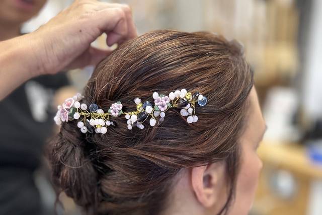 Novia recogido en una trenza