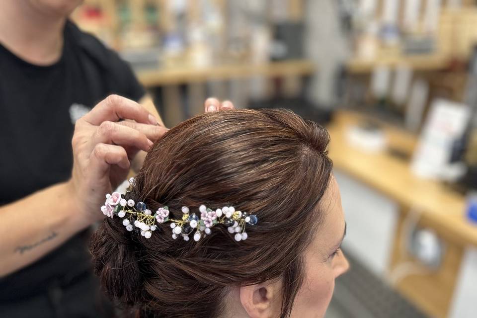 Trenza de novia con tocado