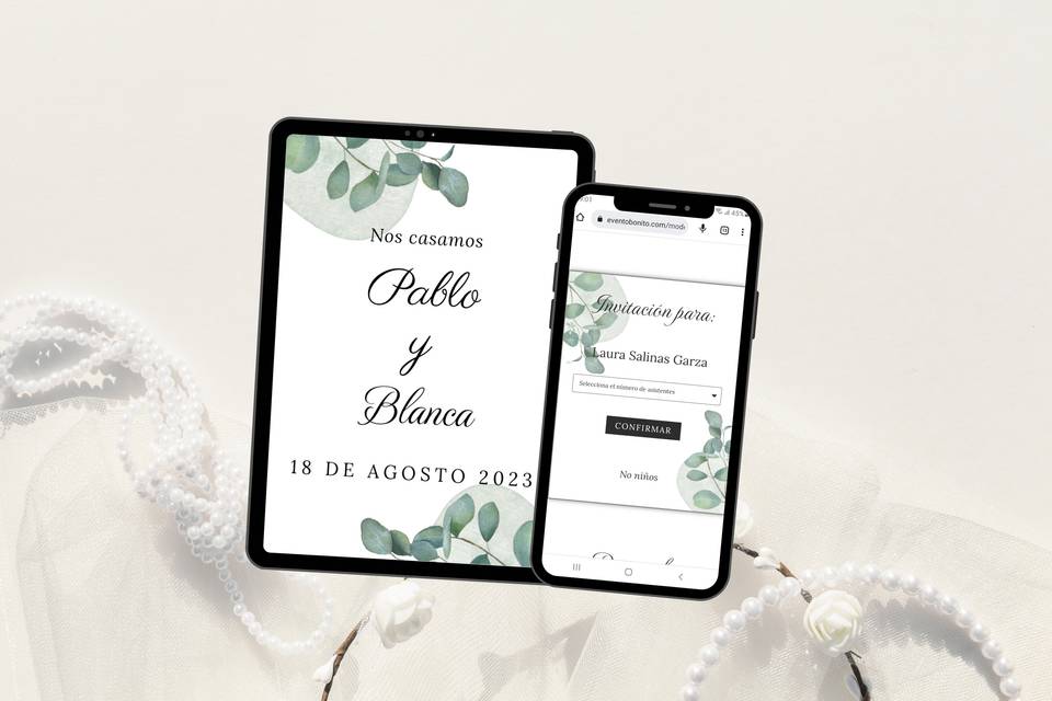 Invitación de boda menta