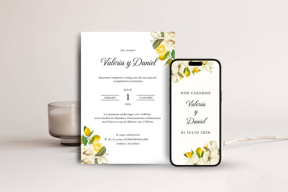 Invitación Floral Limón