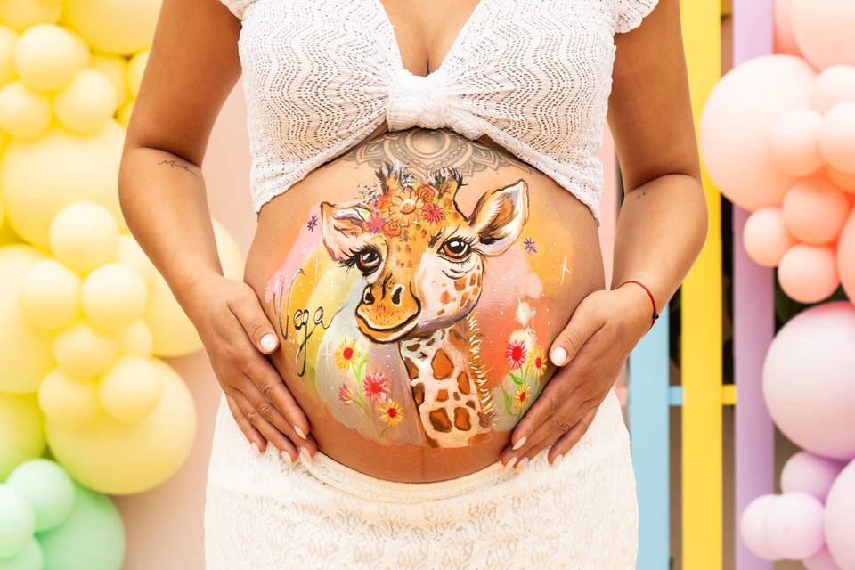 Belly painting jirafa
