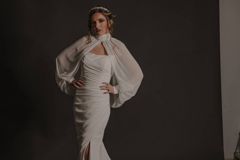 Vestido sirena mangas gasa