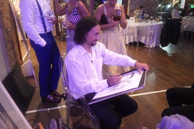 Caricaturizando en bodas